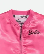 Barbie Pink Satin Bomber Jacket Collar