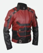 Charlie Cox Daredevil Matt Murdock Red Leather Motorcycle Jacket