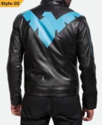 Dick Grayson Nightwing Black Leather Jacket Stye 02 Back