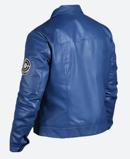 Dragon Ball Z Future Trunks Capsule Corp Blue Leather Jacket Back