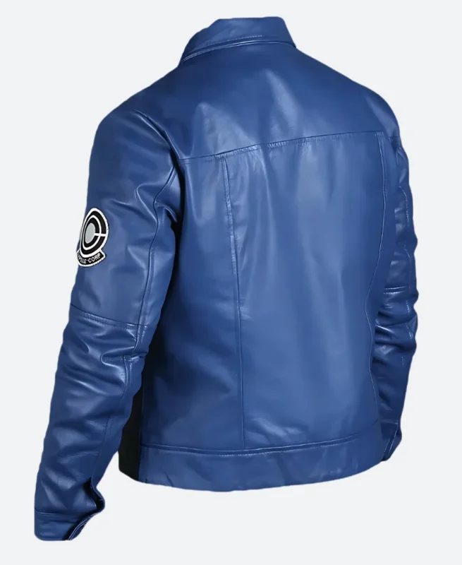 Dragon Ball Z Future Trunks Capsule Corp Blue Leather Jacket Back