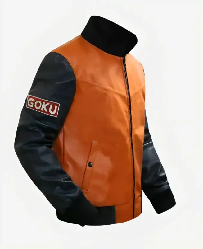Dragon Ball Z Goku 59 Orange Leather Bomber Jacket