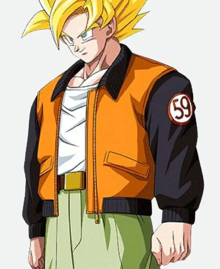 Dragon Ball Z Goku 59 Orange Leather Bomber Jacket Anime