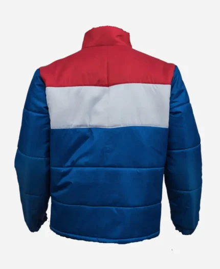 Stranger Things Season 4 Jim Hopper and Joyce Byers Red White and Blue Puffer Jacket Back