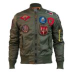 Men Top Gun MA 1 Green Bomber Jacket