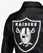 NFL Los Vegas Raiders Black Leather Jacket detail 2