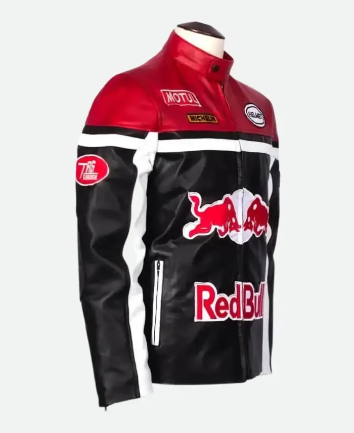 Red Bull Racing Leather Jacket Side Pose 2