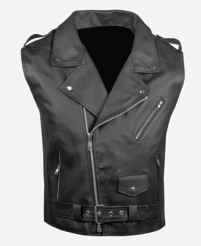 Southside Serpents Black Leather Biker Vest Front