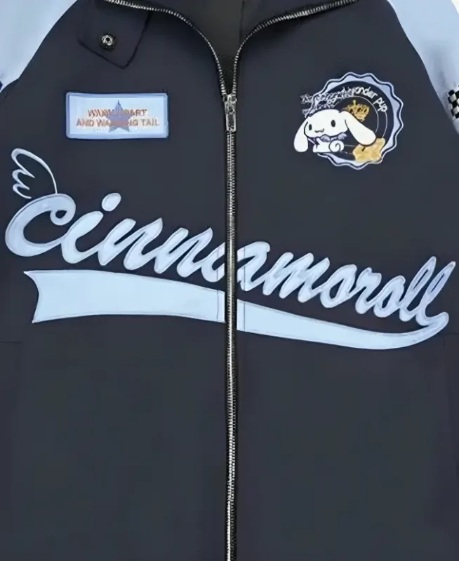 Sanrio Cinnamoroll Blue Racing Jacket Front Detailing