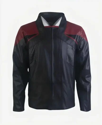 Star Trek Picard Season 3 Black & Maroon Leather Jacket