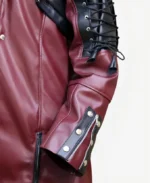 Steampunk Gothic Matrix Leather Trench Coat Maroon details 22