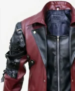 Steampunk Gothic Matrix Leather Trench Coat Maroon details 3