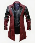 Steampunk Gothic Matrix Leather Trench Coat Maroon front