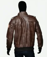 Stranger Things Season 4 Steve Harrington Brown Leather Jacket Back