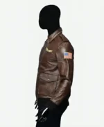 Stranger Things Season 4 Steve Harrington Brown Leather Jacket Side