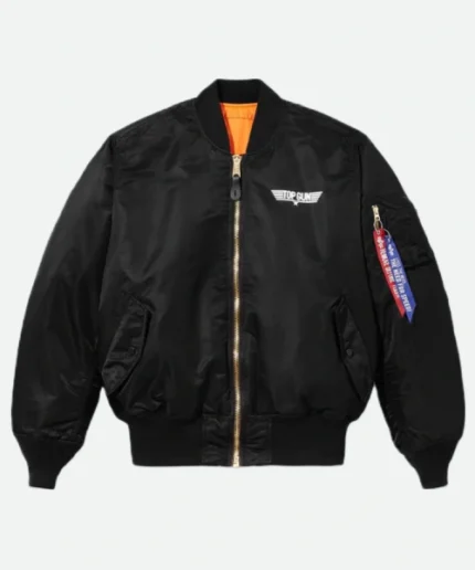 Top Gun Maverick MA1 Black Bomber Jacket