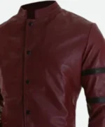 Vin Diesel Fast And Furious Dominic Toretto Maroon Leather Jacket Close Image