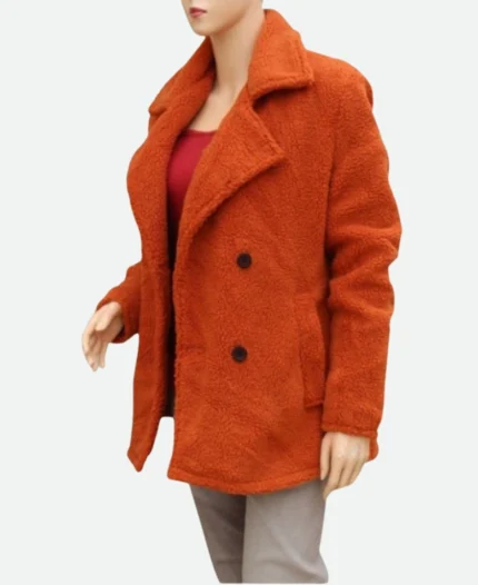 Yellowstone Beth Dutton Orange Fur Coat Side