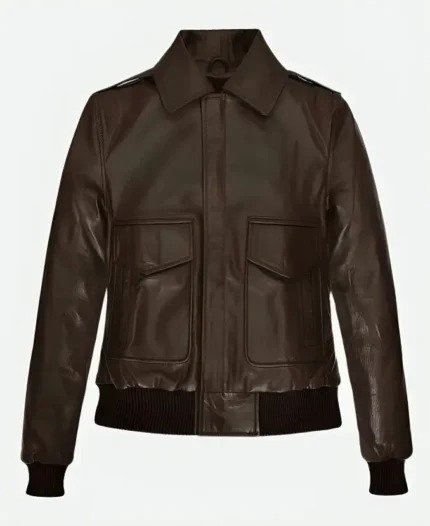 Kendall Jenner Brown Leather Bomber Jacket