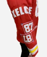 Taylor Swift Kansas City Chiefs Travis Kelce Red Puffer Jacket Sleeves Detailing