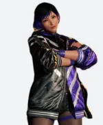 Tekken 8 Game Reina Black and Purple Bomber Jacket