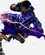 Tekken 8 Game Reina Black and Purple Hooded Bomber Jacket Inspiration