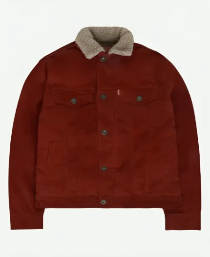 Caleb McLaughlin Stranger Things Lucas Sinclair Red Corduroy Trucker Jacket