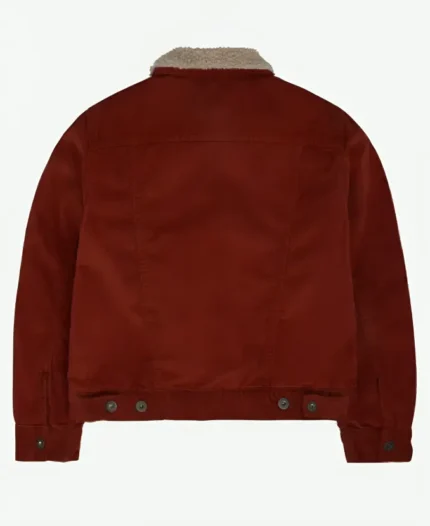 Caleb McLaughlin Stranger Things Lucas Sinclair Red Corduroy Trucker Jacket Back