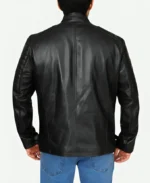 Ed Skrein Deadpool Ajax Black Leather Biker Jacket Back