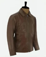 Keanu Reeves John Wick Brown Leather Jacket Side Look