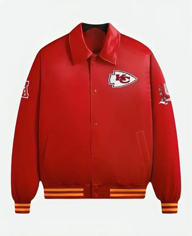 Patrick Mahomes NFL Superbowl LVIII (58) Kansas City Chiefs Victory Parade Red Varsity Jacket