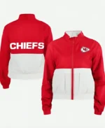 Taylor Swift New Era Kansa City Chiefs Red and White Windbreaker Jacket Front and Back