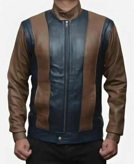 Tye Sheridan X-Men Apocalypse Scott Summers Cyclops Blue and Brown Leather Jacket