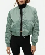 Emma Myers A Good Girl's Guide to Murder Pip Fitz Amobi Green Bomber Jacket Front