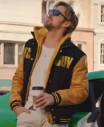 Ryan Gosling Carpool Karaoke The Fall Guy Black and Yellow Varsity Letterman Jacket Inspiration Image