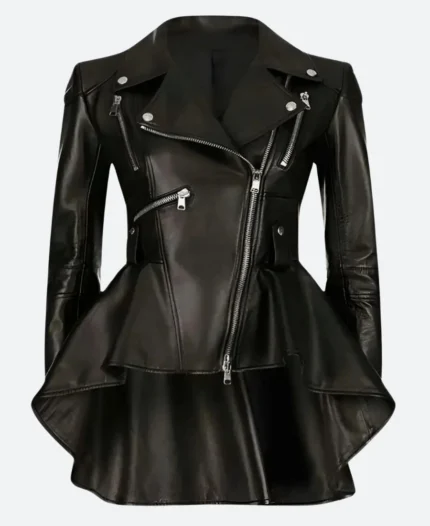 Emmy Raver Lampman The Umbrella Academy Allison Hargreeves Black Leather Frock Biker Jacket