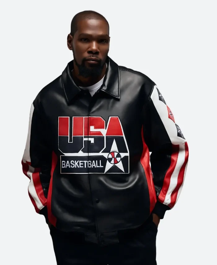 Kevin Durant Paris 2024 Olympics USA Basketball Leather Jacket Inspiration