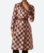 Lily Collins Emily in Paris Season 04 Emily Cooper Checkered Trench Coat Front