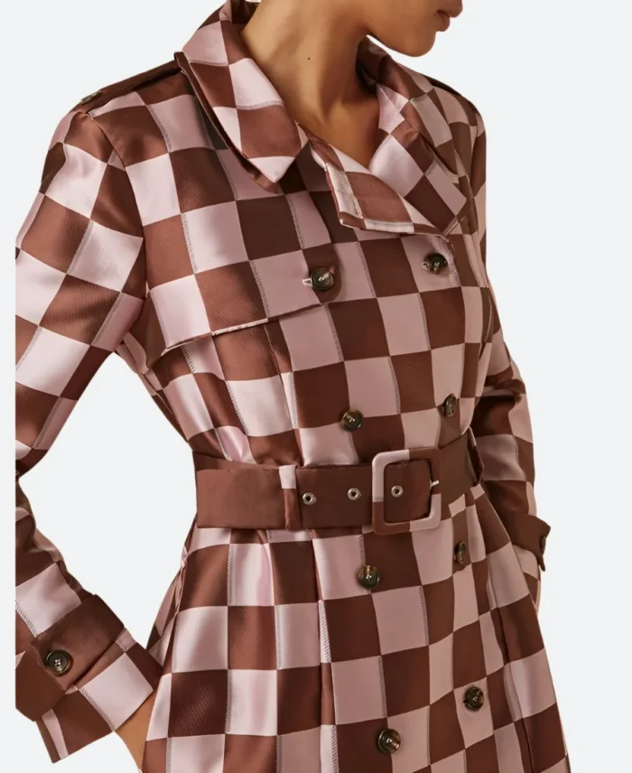 Lily Collins Emily in Paris Season 04 Emily Cooper Checkered Trench Coat Side