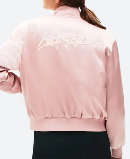 Lily Collins Pink Bomber Jacket