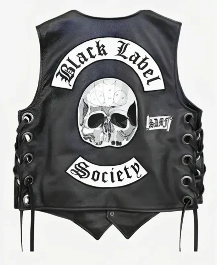 Black Label Society Leather Vest Back