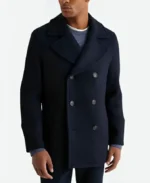 Brandon Sklenar It Ends with Us Atlas Corrigan Blue Peacoat Jacket