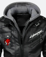 Cyberpunk 2077 Hooded Leather Jacket Zoom Image