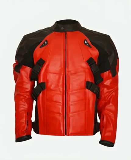 Deadpool Red Leather Biker Jacket