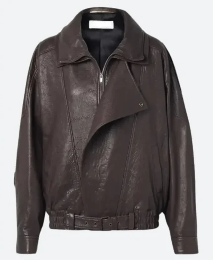 Hailey Bieber Brown Leather Jacket