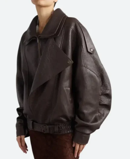 Hailey Bieber Oversized Leather Jacket