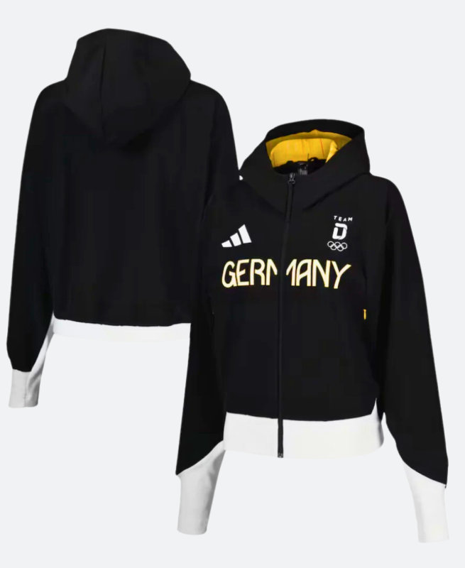 Olympic Team Germany Black Hooded Jacket Front & Back Image