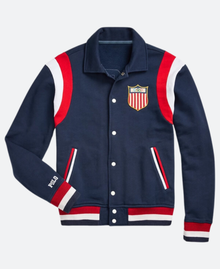 Olympic Team USA Blue Baseball Jacket Front Image