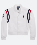 Olympic Team USA White Baseball Jacket Front Image