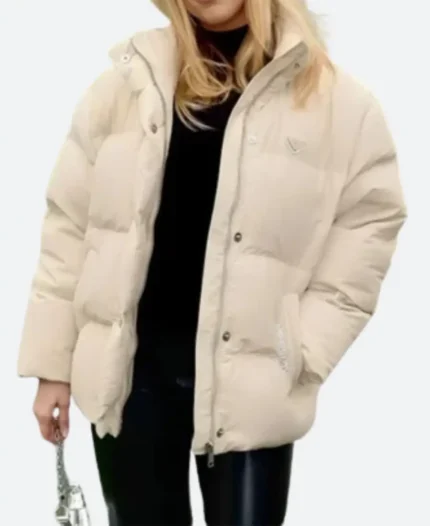 Brittany Mahomes Chiefs Beige Puffer Jacket